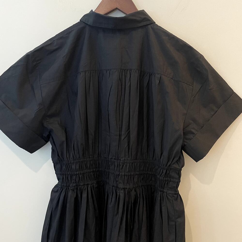 J.Crew Elena Shirtdress Cotton Poplin Midi Short Sleeves Vacation BY832 Black 6 - Picture 8 of 16